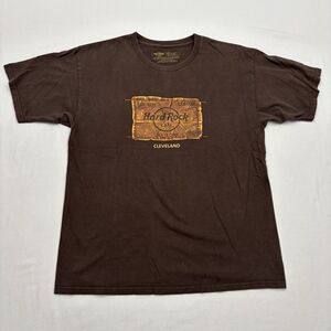 Hard Rock Cafe Cleveland T Shirt Mens Sz L Brown Classic Logo Tee Style Vintage